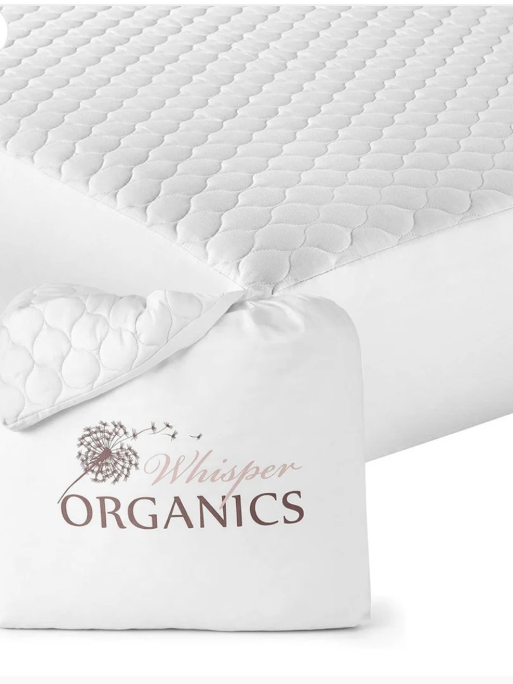 Whisper Organics King Mattress Pad Organic Cotton Quilted Protector Soft - Picture 2 of 8